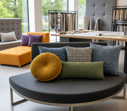 Maßgefertigte Polster und Kissen für B2B-Kunden in Gastro und Hotellerie, hergestellt in Österreich.