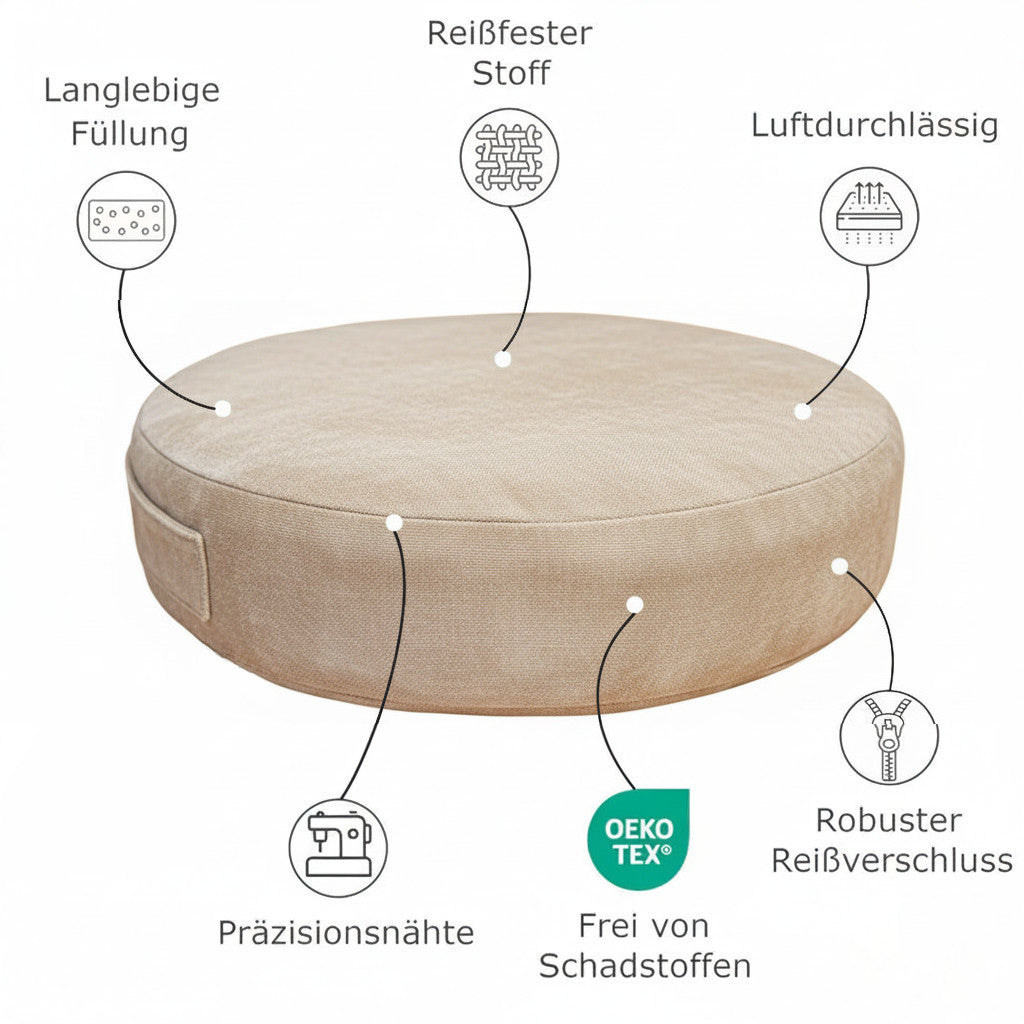 Runde Bodenkissen nach maß Eigenschaften