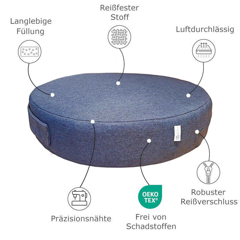 Runde Bodenkissen nach maß Eigenschaften